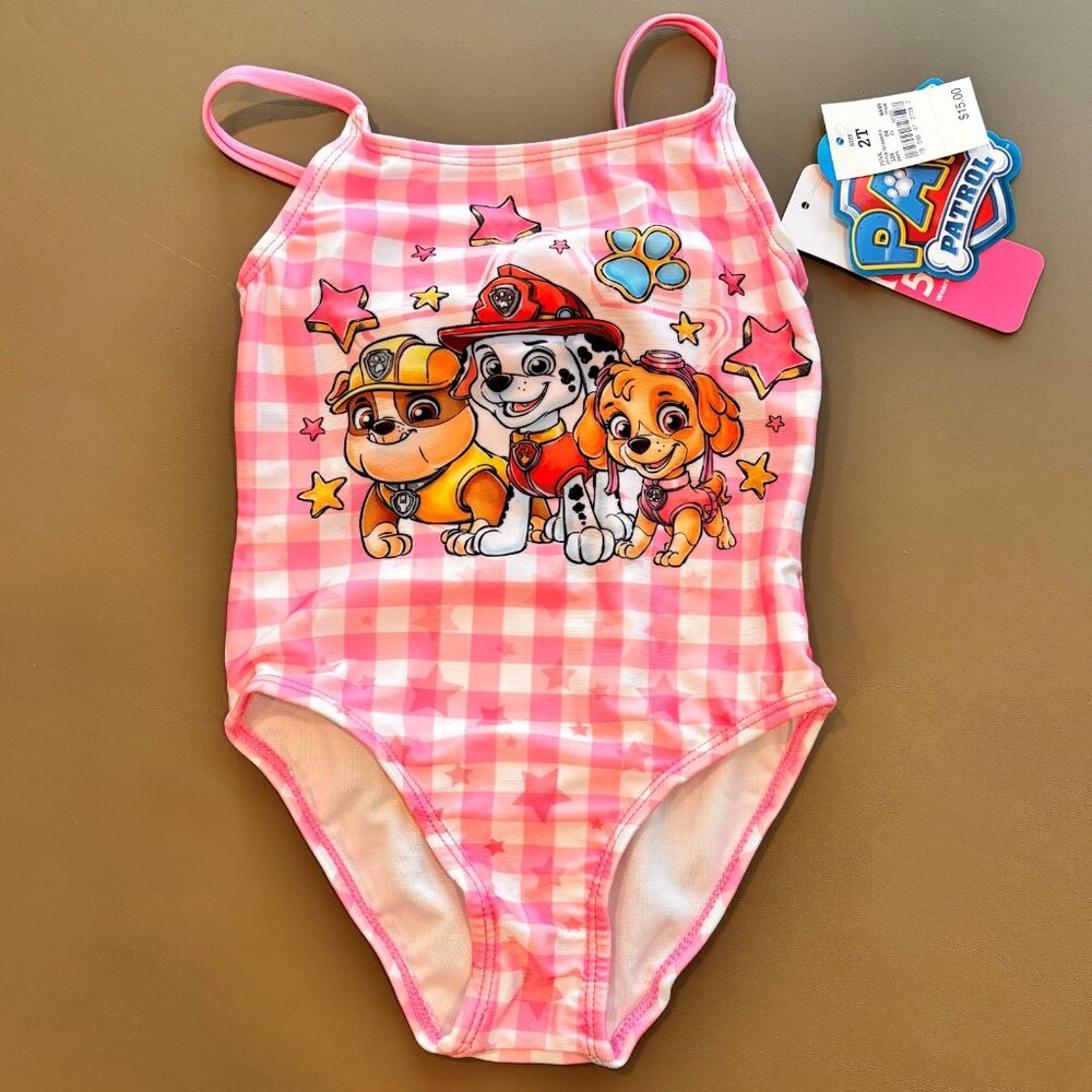 Nickelodeon PAW PATROL Toddler Girls size 2T Pink Swimsuit NWT One Piece NEW